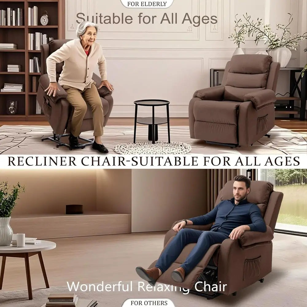 Adult-Sized Power Recliners with Assist Features for Elderly Comfort, Compact Recliners with Lift, Electric Sofas with Memory Fo