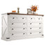 EnHomee 10 Drawer Large Antique Farmhouse wood Dresser and TV Stand with Smooth Metal Rail for Bedroom Storage