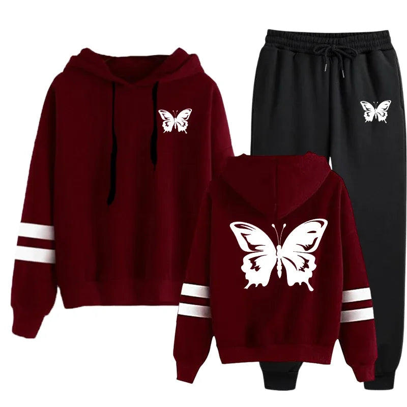 Women Tracksuit Casual Daily Hoodies Quality Single Piece Stripe Sweatshirt and Sweatpants Comfort Outdoor Jogging Autumn Winter