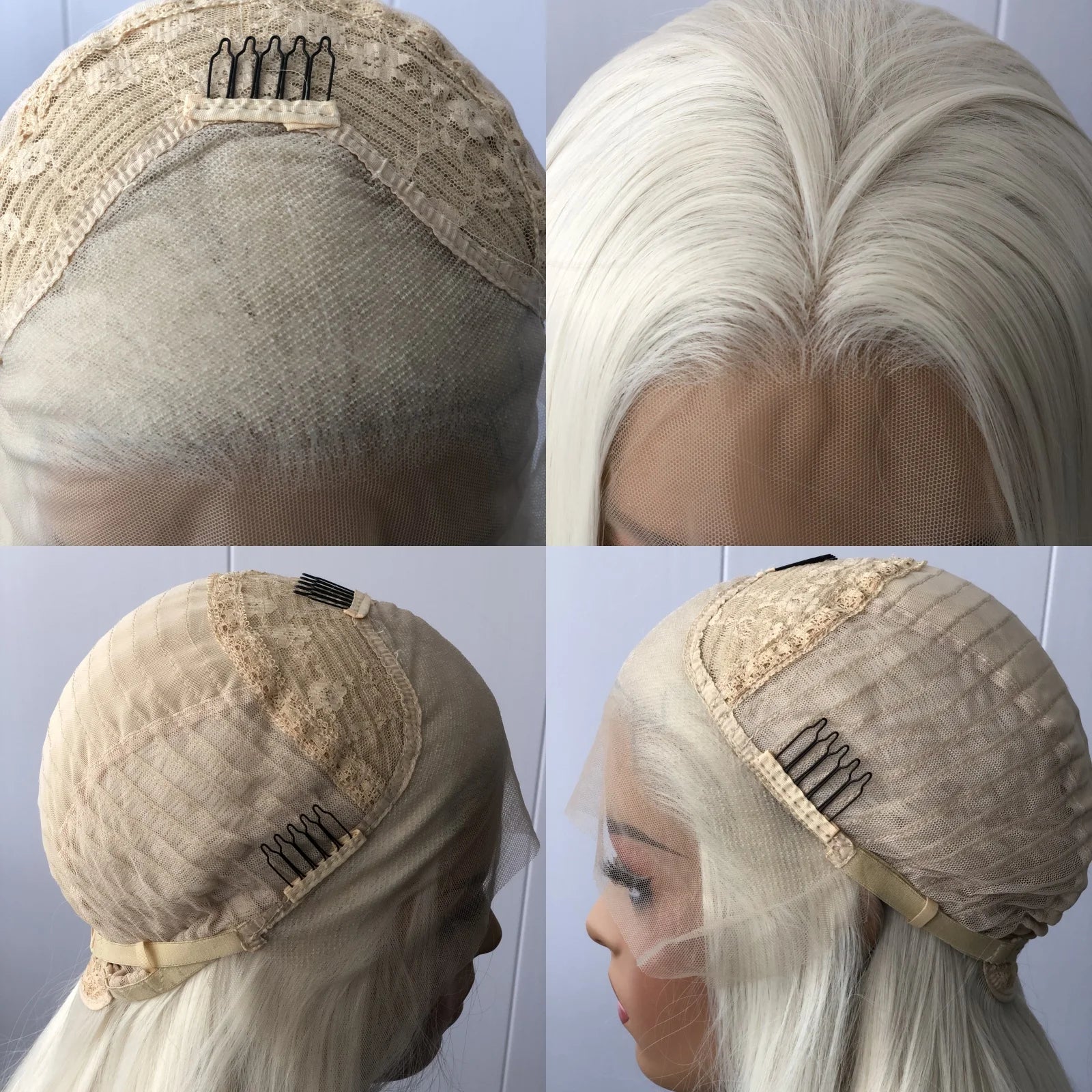 Platinum Blonde Wig Natural Wavy Synthetic Hair Lace Front Wig Long Curly Colored White Blonde Lace Frontal Wigs for Women Party