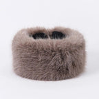 Winter Lmitation Fur Thickened Fluffy Headband Plush Solid Color Headwear Outdoor Windproof Ear Warmer Head Cover Ski Cap