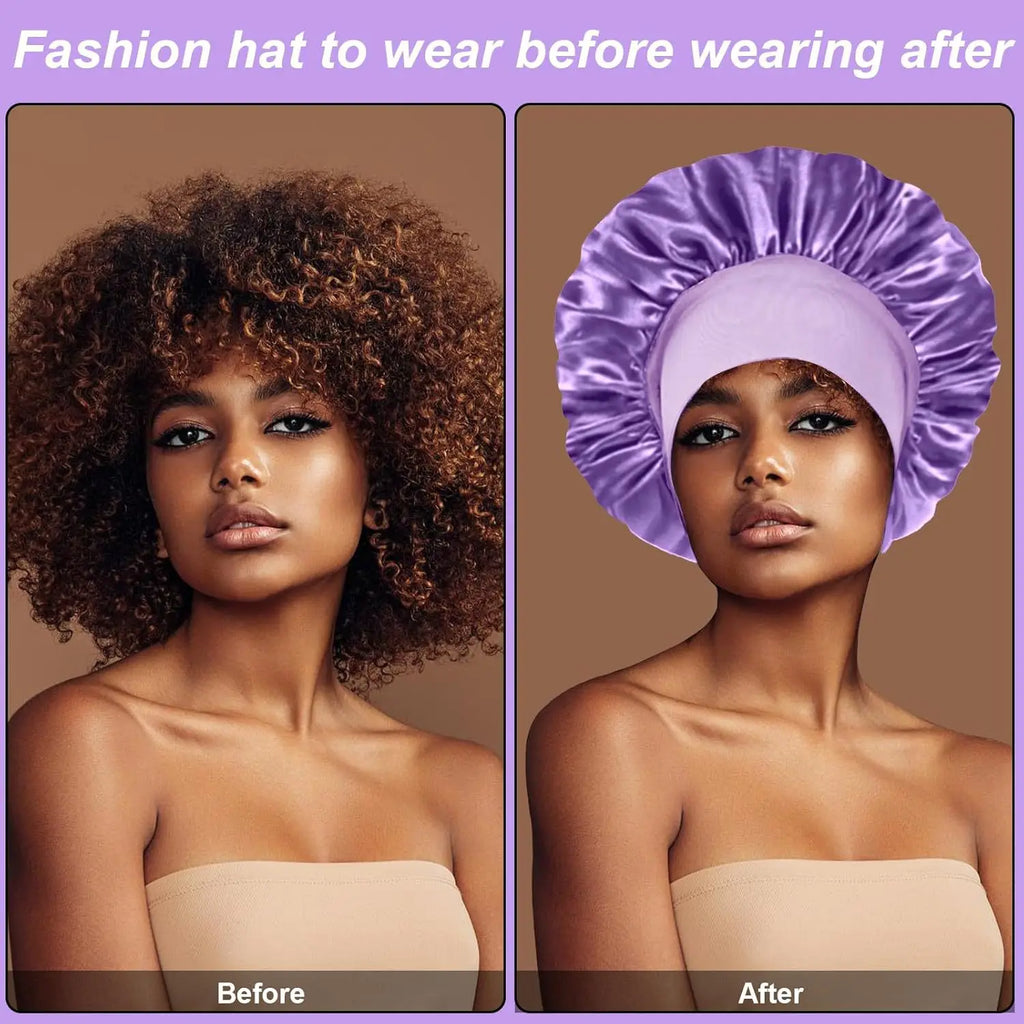 Bonnet Satin Sleeping Hat Hair Night Sleep Cap Head Cover Shower Caps for Bath and Sauna Bathing Shower Caps Bathroom Products