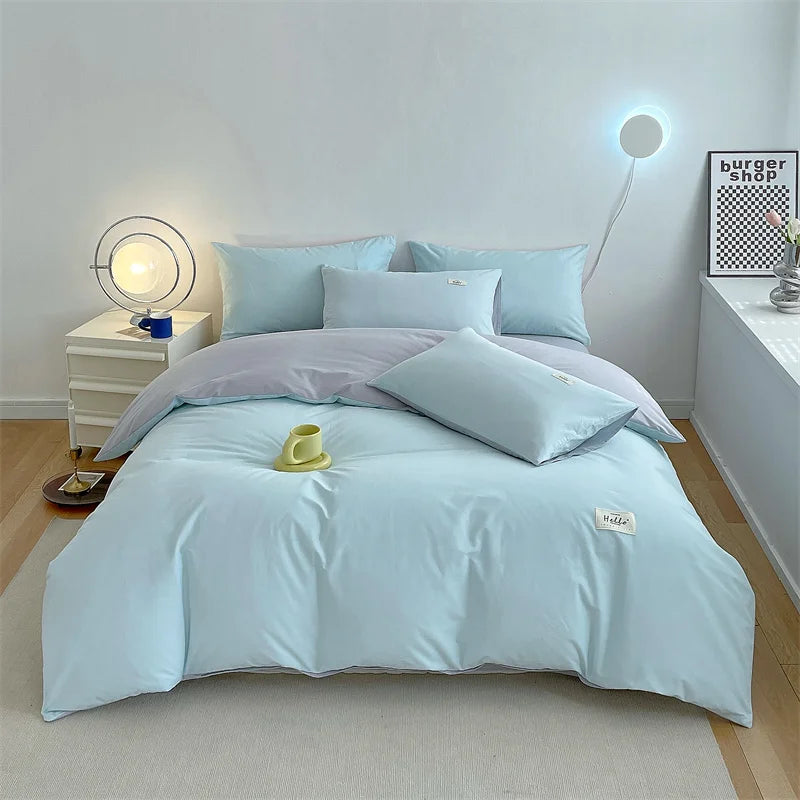 INS style high luxury solid color double-sided style single couple quilt cover soft luxury hotel & apartment & home bedding