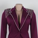 2 Pieces Women's Sets Autumn Winter Long Sleeve Pearl Blazers Suit Tops And Pants Suits Two Piece Set Tracksuit Outfit 2026