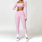 2-Piece Quick Dry Yoga Set – Long Sleeve Gym Outfit