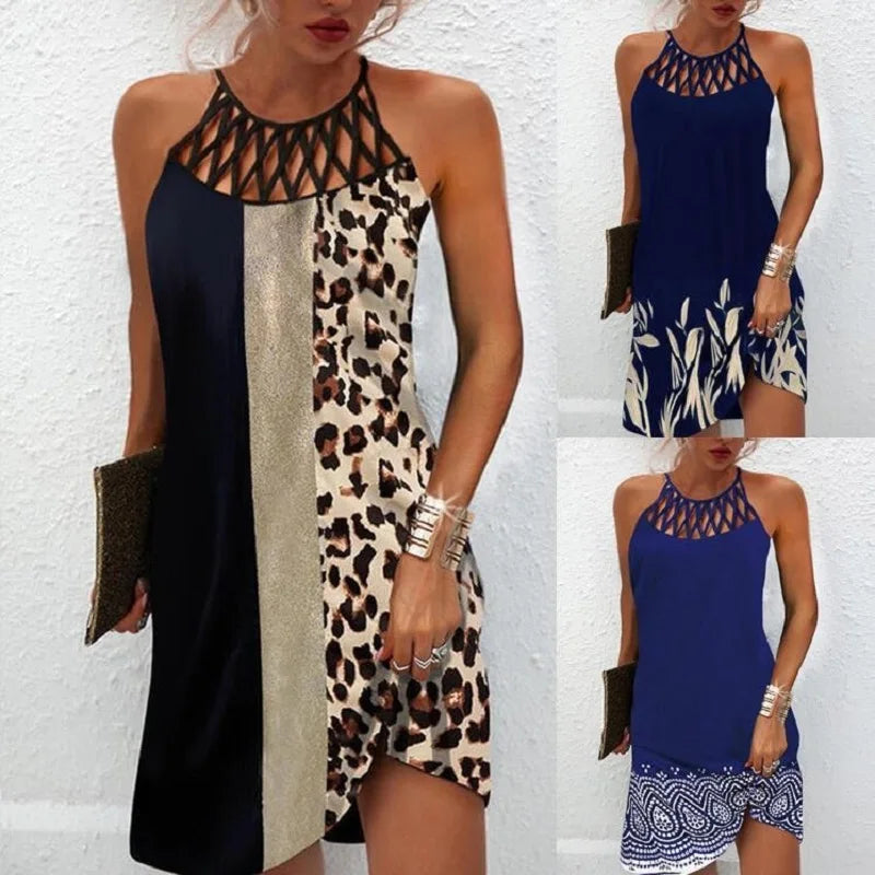 2024 Summer National Wind Positioning Printing Mesh Belt Sleeveless Casual Dress Secondary image