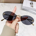 Elegant Diamond Oval Sunglasses Male Letter "F" Rimless Sunglasses  Car Sunglasses  Driving Glasses Sunglasses Women