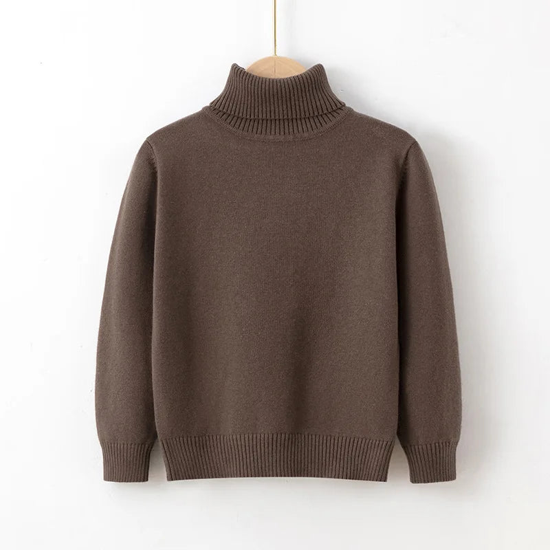 2026 Autumn Winter Children's Cotton Sweater Full Sleeve Turtleneck Knitwear Baby Boys Girls Clothing Warm Soft Jumper Pullovers
