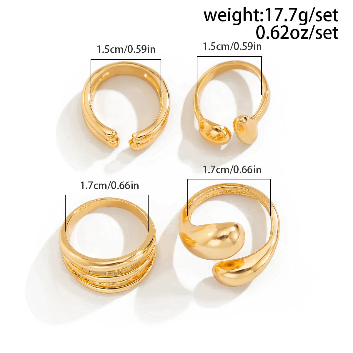DIEZI 4pcs/set New Hip Hop Metal Finger Rings For Women Girls Men Punk Gold Silver Color Geometric Knuckle Joint Ring Jewelry Secondary image