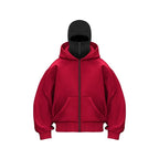 Men's and women's Balaclava Y2K Gothic Harajuku winter new item double hooded sweatshirt Unisex hooded mask zipper sportswear