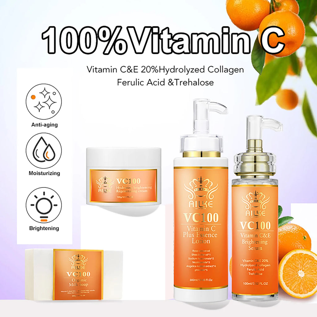 AILKE Vitamin C Whitening Set for Women, Reduce Dark Spots, Hyperpigmentation, Skin Moisturizer, With Collagen, Vitamin E