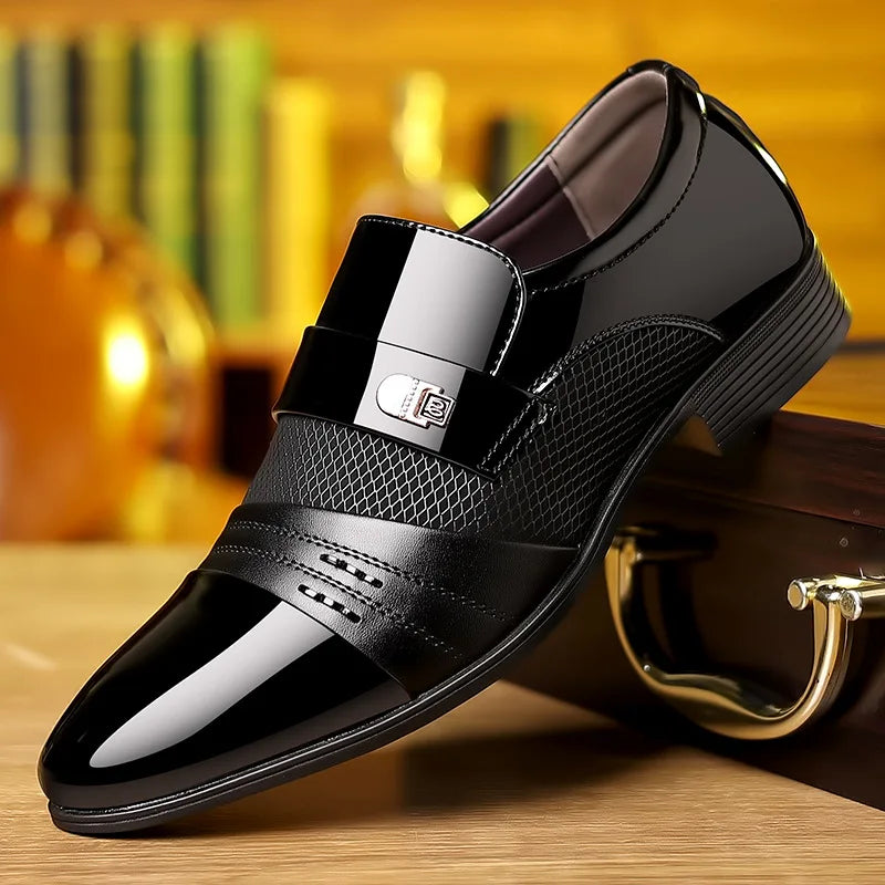 Men's Dress Shoes Pointed Toe Oxfords Classic Business Men Leather Shoes Slip on Wedding Casual Shoes Office Comfortable Loafers Main image