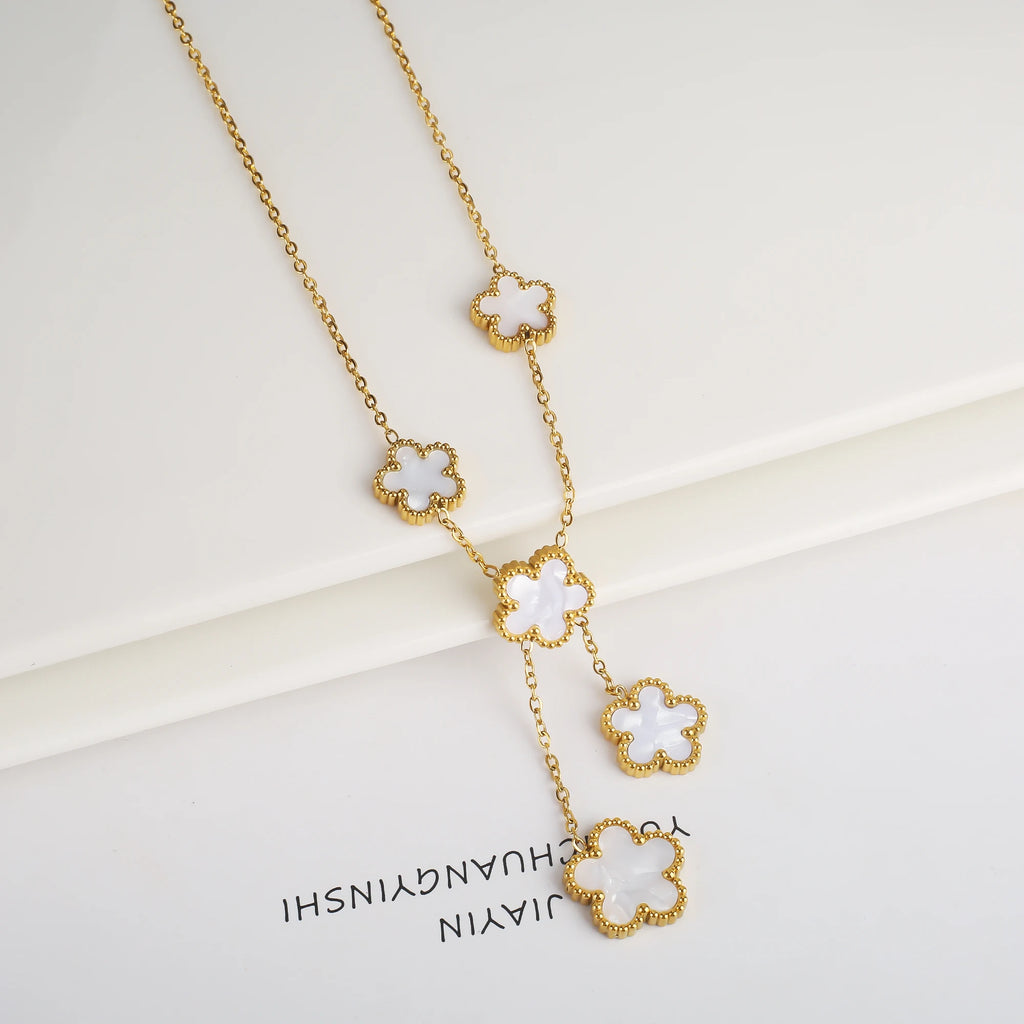 Hot Sale Stainless Steel Laser Five Leaf Flower Petal Adjustable Clover Bracelet Classic for Woman Girl Brand Jewelry Party Gift