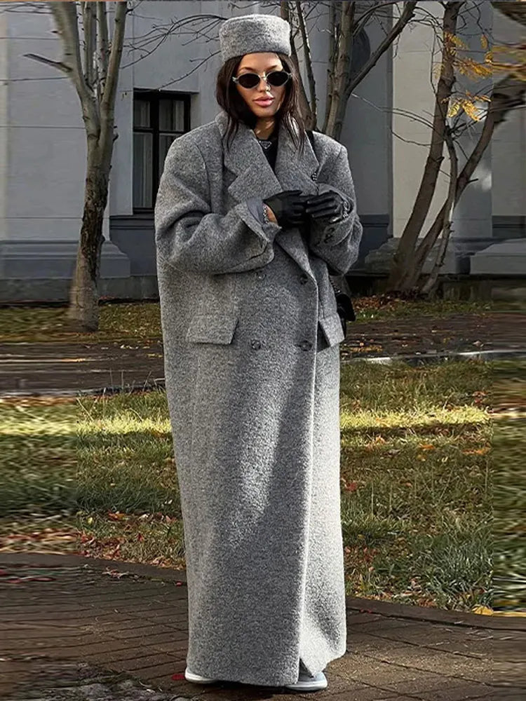 Solid Warm Elegant Women Coat Turn-down Collar Long Sleeve Jacket Casual Winter Autumn Long Outerwears Lady Fashion Loose Coats Main image