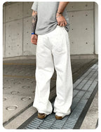Pants Denim Men Jeans Wide Leg Long Pant Vintage Loose Hot Drilling High Waist Straight Trousers Y2k Streetwear Lace Up Spring