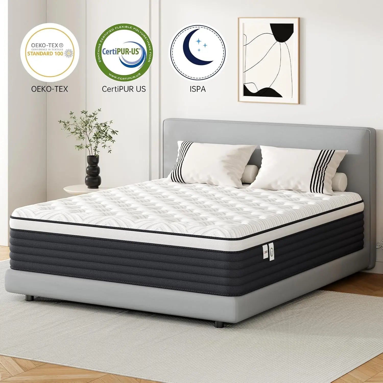 Twin Mattress, 12 Inch Hybrid Memory Foam Mattress in a Box, Pressure Relief for Back Support, Medium Firm,, Customized