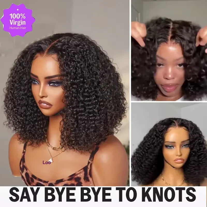250Density Glueless Short Bob Wig 10 Inch Deep Wave Lace Front Bob Wigs Human Hair 5x5 Glueless Bob Wig Human Hair Ready To Wear Secondary image