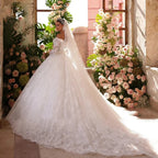 Vintage Wedding Dresses Off Shoulder Lace Appliques Long Sleeves Sequins Bride Dress Bridal Gowns  Vestido De Novia