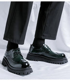 Brand Man Shoes Formal Green Glossy Leather Shoes for Men Lace Up Oxfords for Male Wedding Party Office Business Casual Shoe Men