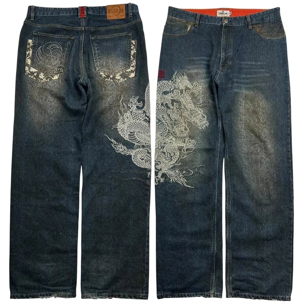 American Japanese Retro Selvedge Jeans Man Y2K High-end Brand Natural Indigo Dip Dyeing Harajuku Mopping Pants