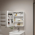 ‌Smart Corner Round Space Aluminum Mirror Cabinet, Wall Mounted Bathroom Storage with Shelves,Medicine Cabinet  Vanity Organizer