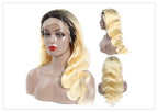 1B 613 Body Wave Human Hair Wig 13x6 Hd Lace Frontal Wig Brazilian 2 Tone Dark Root Ombre Blonde Lace Front Wigs For Black Women