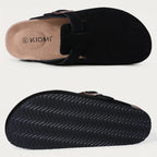 Comwarm Men Suede Clogs Slippers Classic Cork Footbed Mules Women Cozy Fashion Clogs Shoes With Arch Support Men Beach Sandals