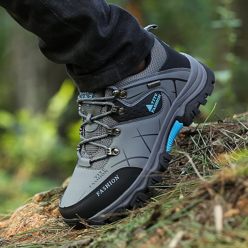 Shoes for Men 2026 New Men Sneakers Leather Waterproof Mountaineering Camping Hiking Shoes Thick Sole Comfortable Running Shoes