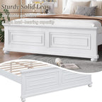 Farmhouse Queen Size Platform Bed for Adults, Solid Wood Platform Beds with Tall Headboard & Footboard, Queen Panel Bed for Bedr