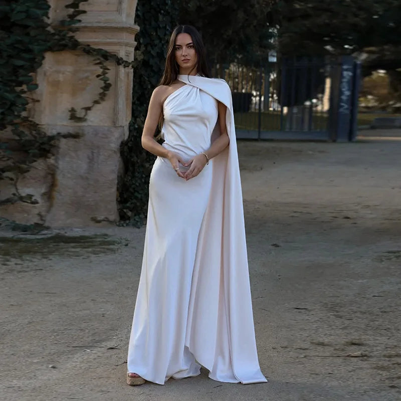 Elegant Ribbon Halter Dress Women Solid Off Shoulder Sleeveless Backless Slim Maxi Dresses 2026 Summer Autumn Party Robes Lady