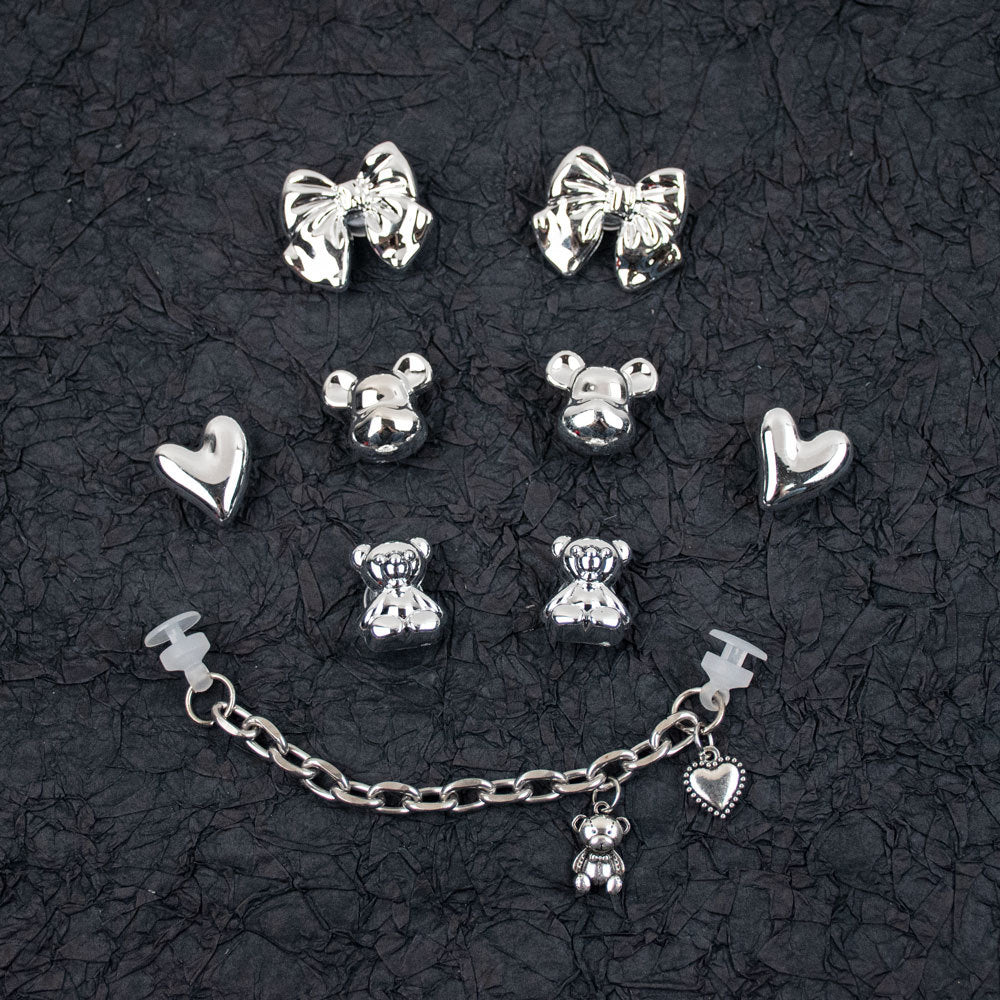 9PCS Summer Fashion Shoe Charms DIY Acrylic Butterfly Cartoon Bear Decoration Buckle for Clogs Shoe Charm Accessories