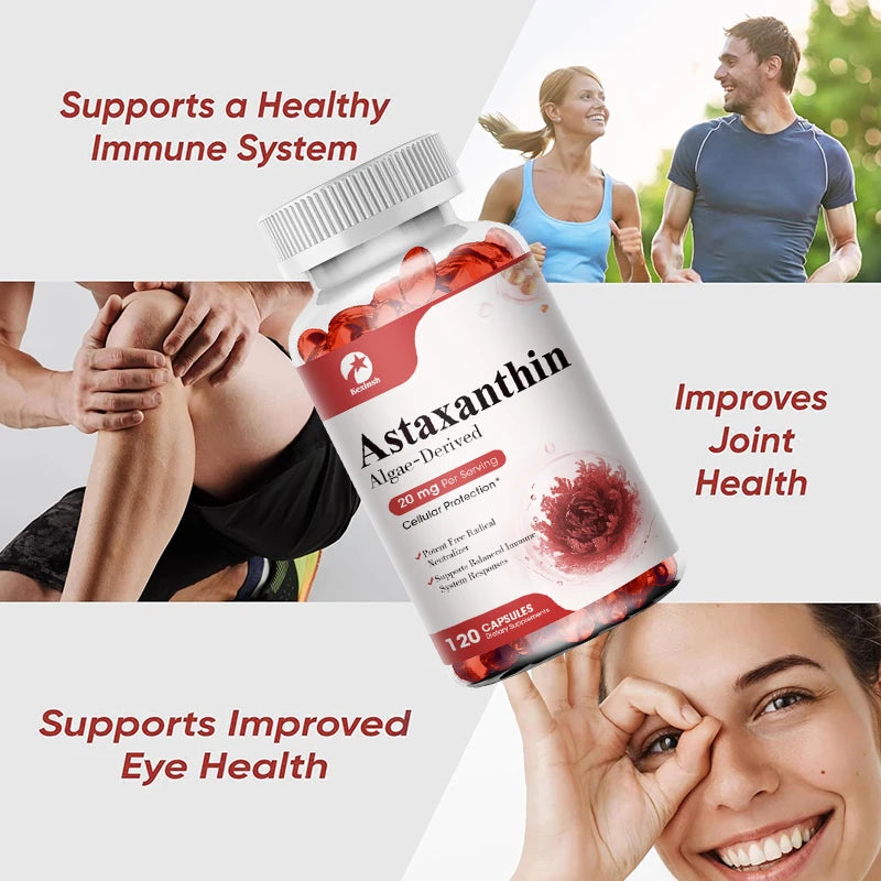 Kexinsh Astaxanthin Capsules 20mg Promotes Cardiovascular Health and Accelerates Metabolism supporting Eye, Joint & Skin Health