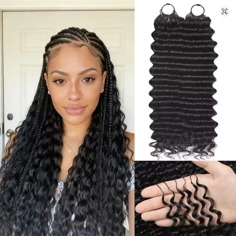 Brazilian Hair Kinky Curly Crochet Braiding Human Hair Deep Wave Crochet Human Hair Extensions Knotless Pre-Separated Crochet