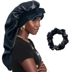 Women Bonnet Satin Sleeping Hat Long Tail Braid Hair Night Sleep Cap Head Cover Bonnets Shower Caps for Sauna Bathing Bonnet
