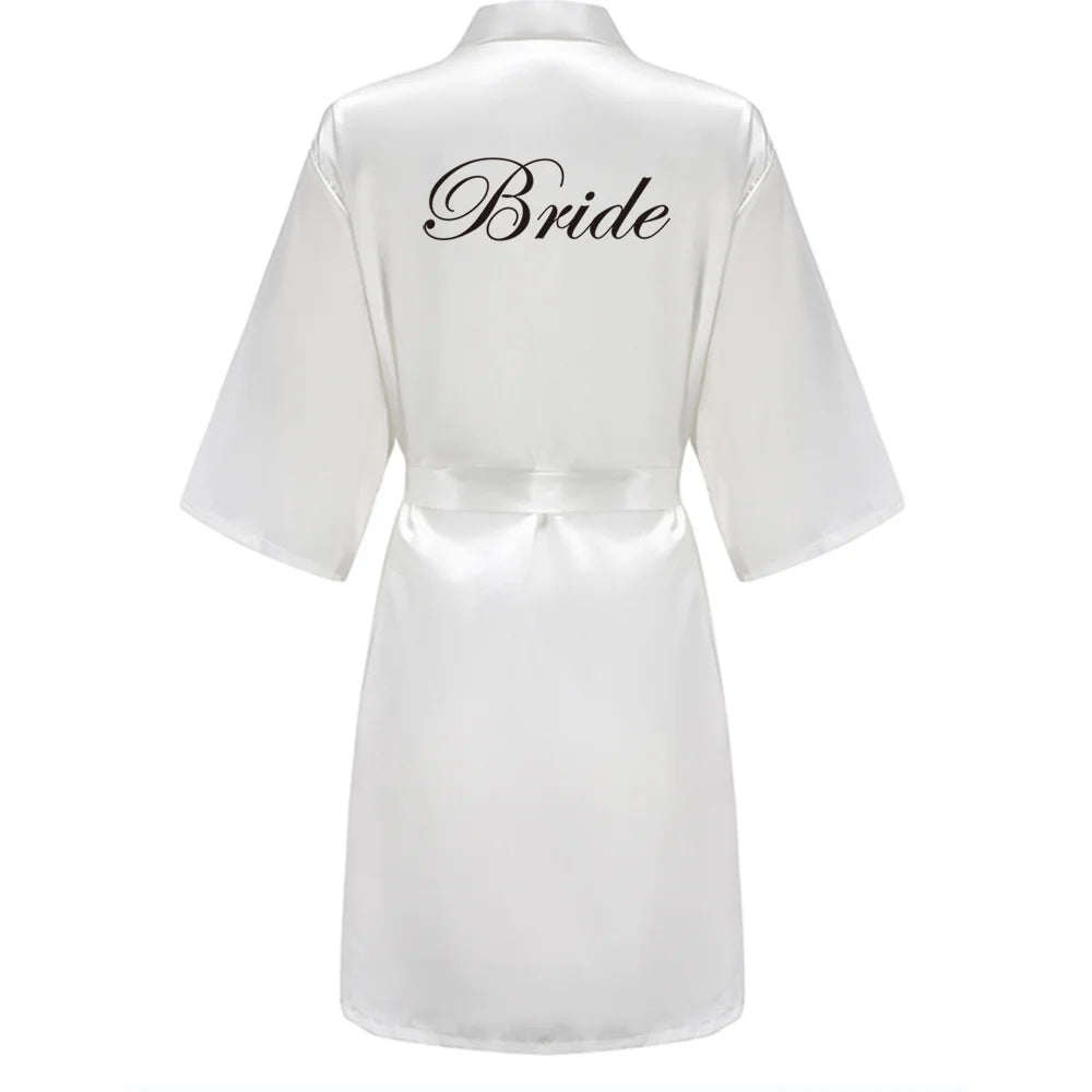 Wedding Bride Bridesmaid Robe Dressing Gown Sexy Women Bathrobe Nightgown Short Sleepwear Casual Flower Kimono Geisha M L XL