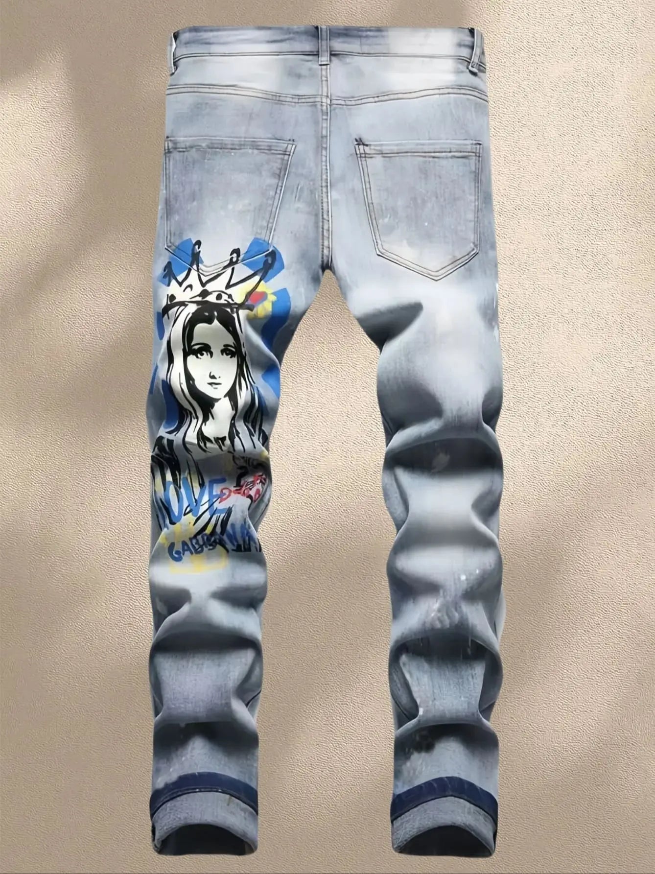 Fashionable Men's Jeans  With Trendy Prints  Highlighting Individuality   Elastic And Breathable Fabric  Free Shipping