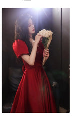 Wedding Dress Party Dresses  New Red Style Retro Bridal Princess Engagement Evening Dress