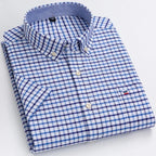 Plus size 7XL100%cotton oxford summer Casual Short sleeve shirts for men soft slim fit formal plain shirt white plaid clothes