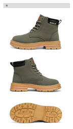 Classic Men High Top Boots High Quality Yellow Leather Boots Fashion Outdoor Sneakers Men Lace Up Non-Slip Ankle Boots for Men