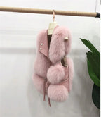 Autumn Winter Splicing Imitation Fox Fur Grass Vest Women Short Jacket 2025New Fashion Versatile Sleeveless Lady Waistcoat Coat