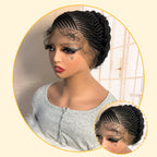 Short Full Lace Braiding Wig Synthetic Cornrow Knotless Box Braided Wigs Natural African Bantu Braids Wig for Black Women