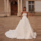 Luxury Wedding Dresses A Line Woman's Elegant Appliques Sleeveless Strapless Bride Gowns TULLE Customized 2025 Vestidos De Novia