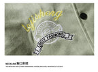 Hip Hop Men's Suede Embroidered Varsity Jacket Color Block Letter Graphic Long Sleeve Baseball Jacket Bomber Coat