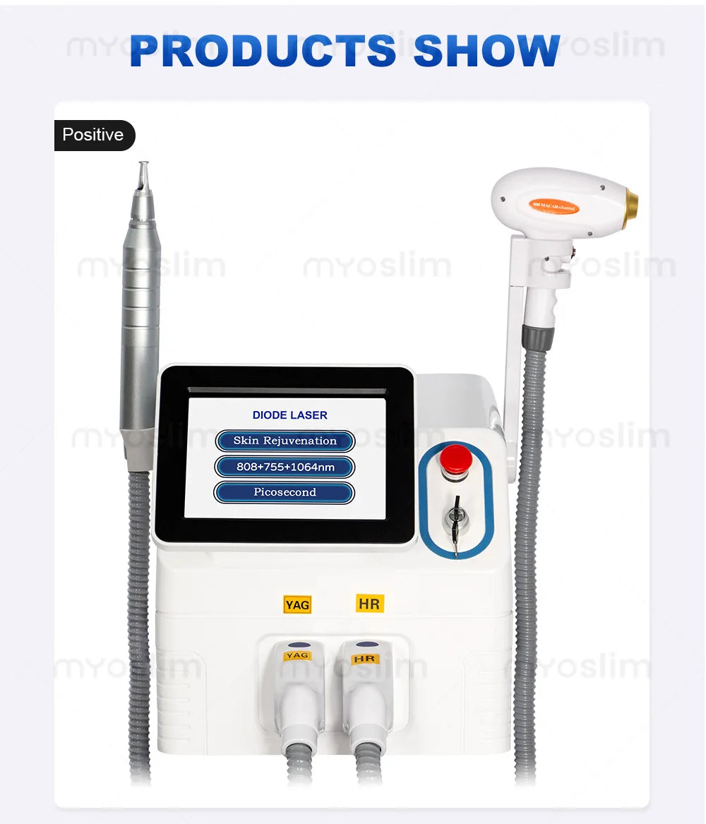 2IN1 Picosecond 808nm Diode Laser Hair Removal Machine Alexandrit 5000W Permanent Painless Tattoo Cooling Body Removal Equipment