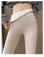 Winter Cashmere Leggings Women Solid Warm Leggings High Waist Slim Stretchy Pants Big Size Adding Velvet and Thickening Pants