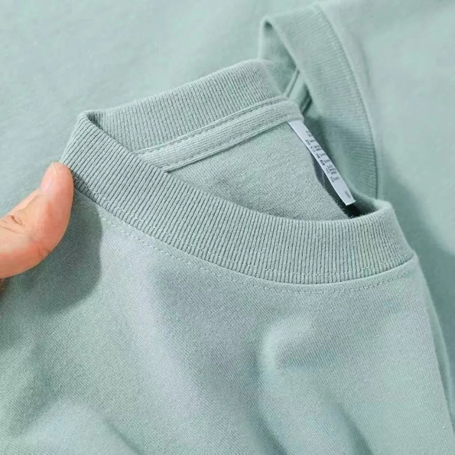 100% Cotton T-shirt Men Women Solid Color O Neck Short-sleeved Tops Summer Korean Loose Half-sleeve T Shirt Unisex M-4XL Secondary image