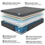 10"12"14"Twin Full Queen King Size Mattress in a Box Hybrid Spring Memory Foam,Euro Top Mattresses Medium Firm for Motion Isolat