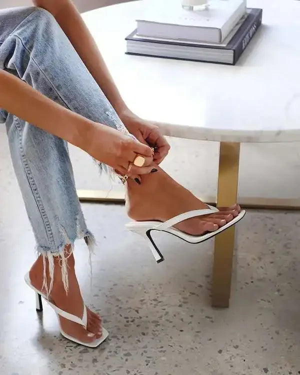 2025 Summer Slippers Women Shoes Fashion Sexy Thin Heels Flip Flops Woman Shoes High Heels Sexy Ladies Slipper Plus Size 42