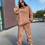 Women Tracksuit Autumn Winter Warm Hoodies Top Suits Casual Hooded Sweatshirts And Jogging Pants Outfits Sweatpants 2 Piece Sets