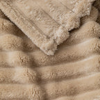 1pc solid color thick wide stripe multifunctional blanket, can be used as bed sheet covering blanket, nap blanket, pet blanket